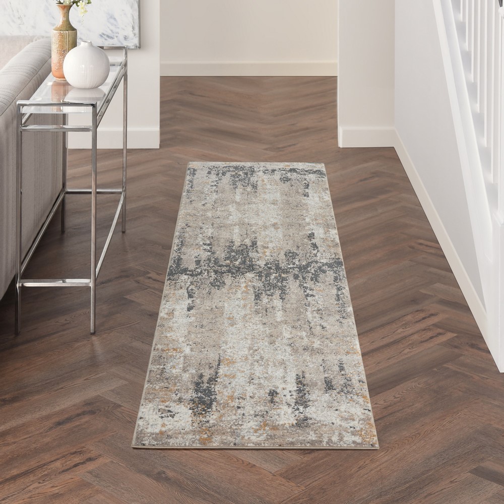 Tangra TNR05 Runner Rug by Nourison in Cream Grey